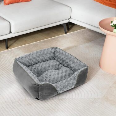 Ортопедичне собаче ліжко INVENHO, прямокутне, миюче, м'яке, з антиковзною основою, XL (35'x 25'x 9'), сірий