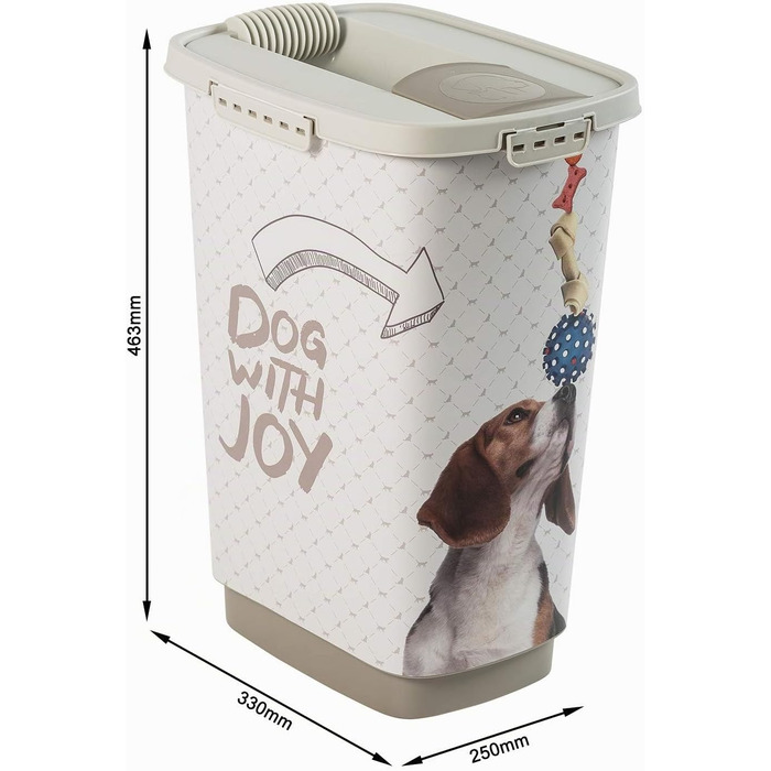 Контейнер для корму тварин Rotho MyPet Cody 25л з кришкою та дозатором, пластик BPA-free, антрацит/білий, 33x25x46.3 см