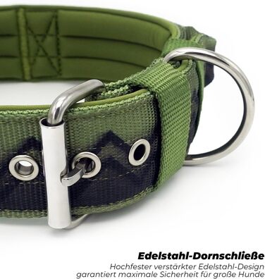 Нашийник для собак Premium NeckShield Kontroll – 5 см, з посиленим амортизуючим наповнювачем, сертифікована безпека SGS, професійний захист для великих і дуже великих собак, 50-58 см, колір Джунглі Ніч