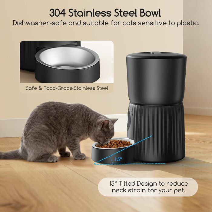 Автомат годівлі для котів Faroro з Wi-Fi, 1080P HD відео, нічне бачення, 4L, для котів/собак, двосторонній аудіо, керування через APP, антиблокувальний сенсор, подвійний примус