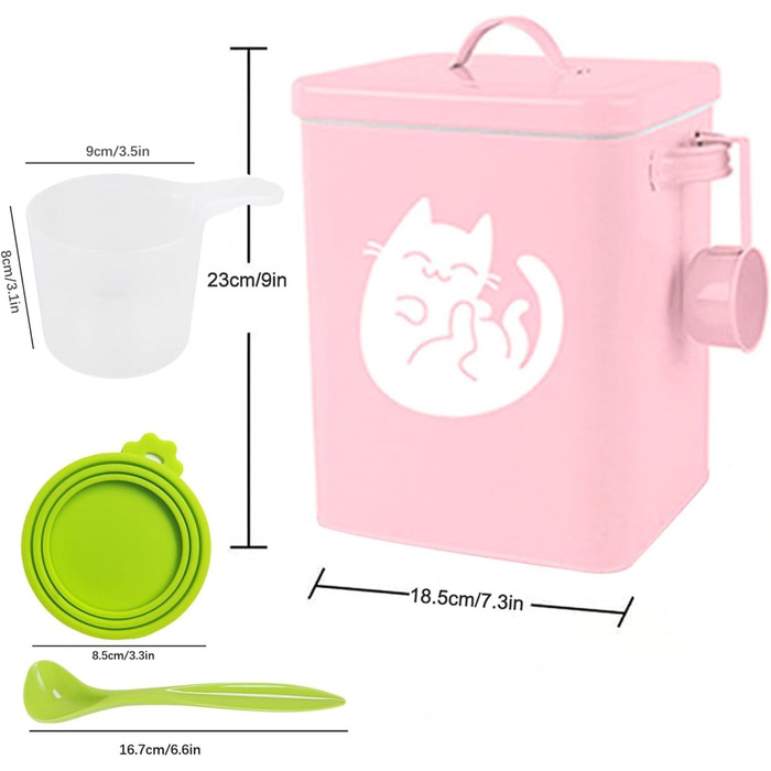 Контейнер для котячого корму JYCRA, портативний диспенсер для сухого корму з ложкою, рожевий