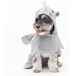 Рушник для собак BarkBox – халат для купання, швидко сохне, колір 'Носоріг', розмір S