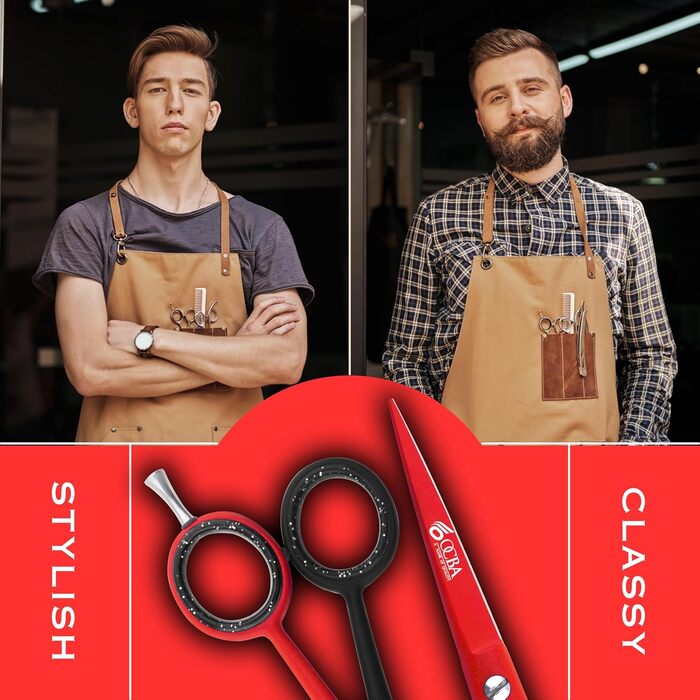 Професійні ножиці для волосся OCBA 6 дюймів - ножиці для перукарів та салонів, для чоловіків та жінок (червоно-чорні)