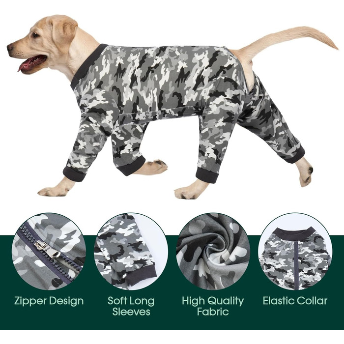 Комбінезон для собак після операції, для великих собак, камуфляж, XL (спинка 49 см, груди 71 см)