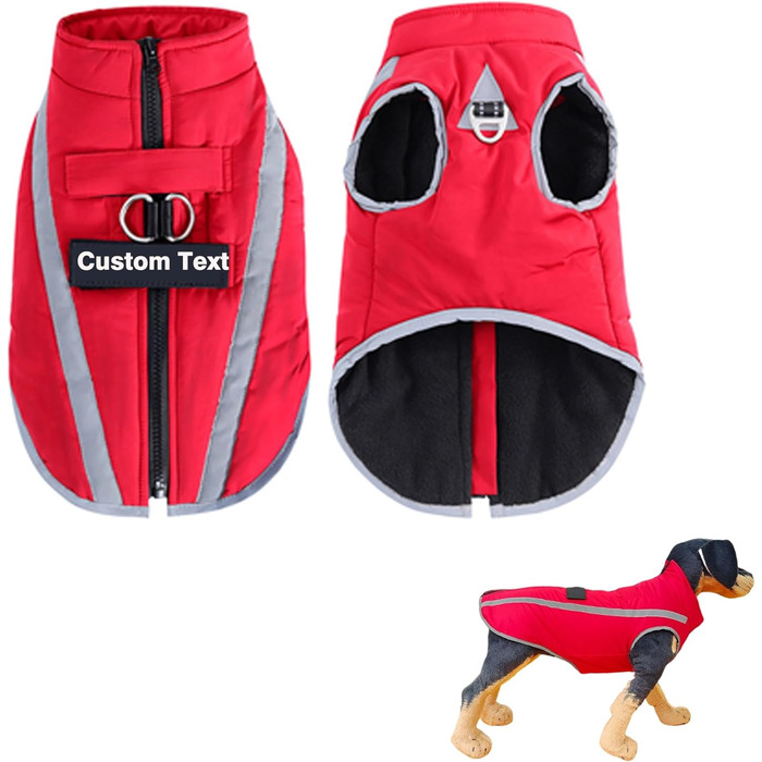 Тепла куртка для собак, зимовий одяг з іменем та номером телефону, світловідбиваюча, водонепроникна, вітронепроникна, флісова куртка для собак