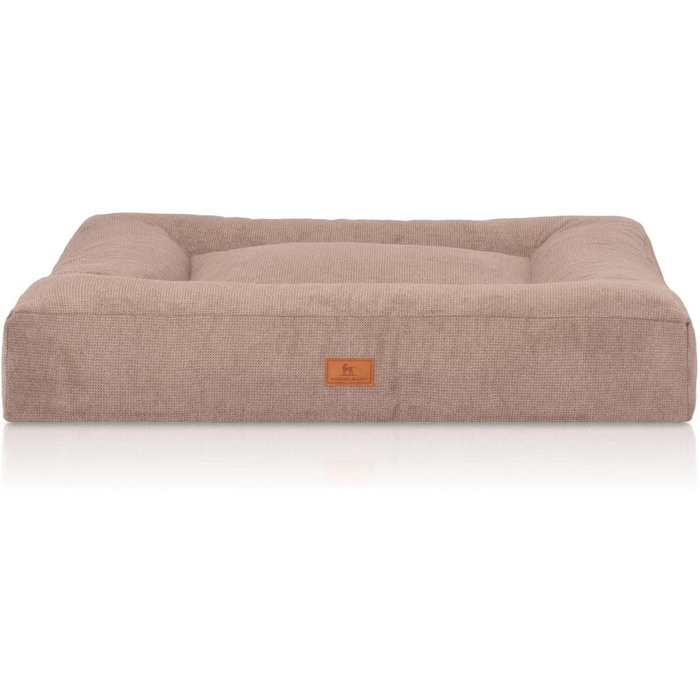 Ортопедичне собаче ліжко Knuffelwuff Sofia з велюру, 100 x 80 см, бежеве. Знімний, пральний чохол. Для собак великих, середніх та маленьких порід.