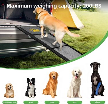 Рампа для собак Hunderampe Auto Klappbar: складана, 170 см, з антиковзким покриттям для собак маленьких, середніх та великих порід. Підходить для авто, SUV, вантажівок, диванів та ліжок