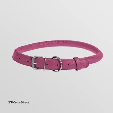 Шкіряний ошийник для собак CollarDirect, круглий, м'який, з роликом, ручної роботи, справжня шкіра, для цуценят та собак різних розмірів, чорний, рожевий, червоний, фіолетовий, блакитний, рожевий, 35-40 см