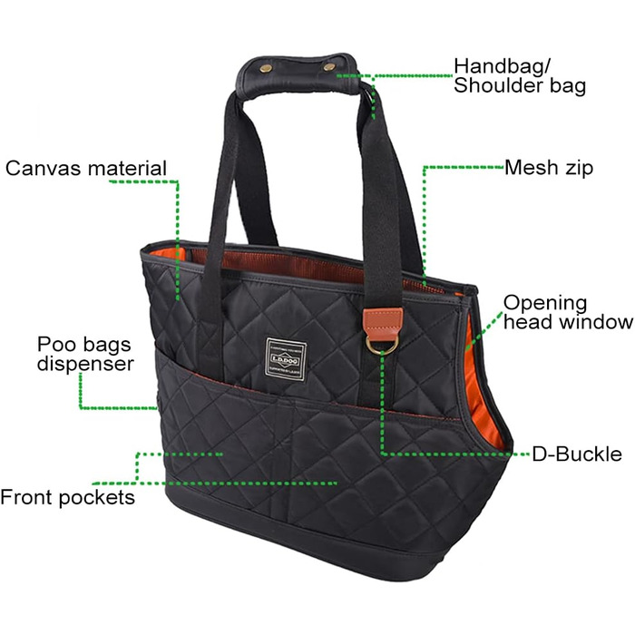 Чарівна переноска для тварин - сумка-переноска для кота/собаки, чорна, для щоденного використання на вулиці