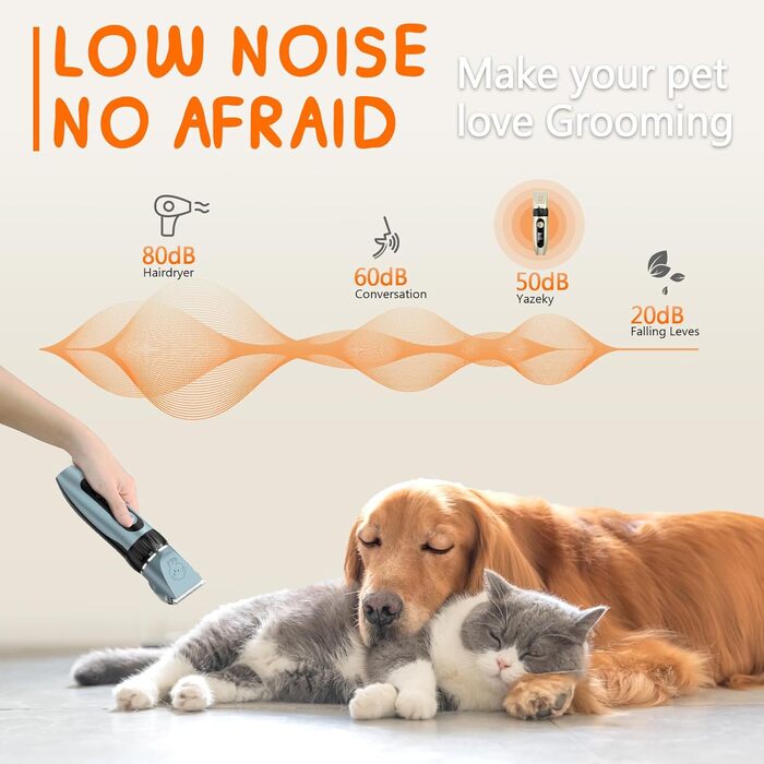 Електрична машинка для стрижки собак та котів YAZ EKY Leise Profi, з 4 гребінцями, для густого та кучерявого волосся