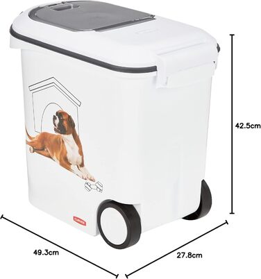 Контейнер для корму Curver 35 л, 12 кг, білий/сірий, для собак, Love Pets, пластиковий