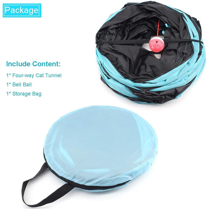 Туннель для котів Bemodst 4-Way, інтерактивна іграшка-лабіринт для кошенят, кроликів, щенят, хорячків, морських свинок