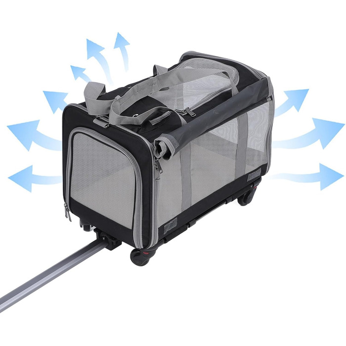 Транспортна переноска для котів та собак на колесах, складна, м'яка, з телескопічною ручкою. Ідеальна для подорожей, кемпінгу та активного відпочинку.