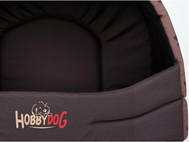 Будка-ліжко для собак millybo S-XL, світло-коричнева з візерунком лапки, 55x43 см