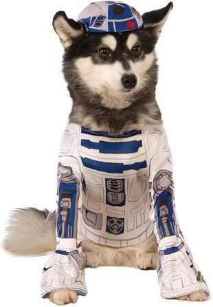 Костюм для собак R2-D2 Star Wars від Rubie's, білий, розмір XL (довжина хвоста 28 см, обхват грудей 43 см), для Хелловіну