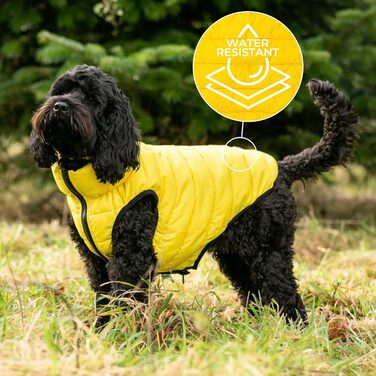 Зимова двостороння пухова куртка для собак HUGO & HUDSON, водовідштовхувальна, жовта та сіра, розмір S35
