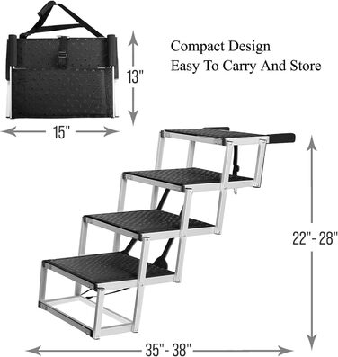 Сходинка для собак, алюмінієва, компактна, для великих собак, SUV, авто, вантажівки, з антиковзким покриттям