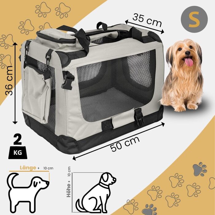 Складана переносна сумка-переноска для собак та котів Petigi (кремовий, S, 50x35x36 см)