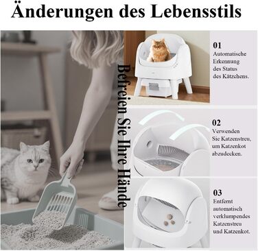 Автоматичний лоток для котів з самоочищенням, 10л, XL, білий