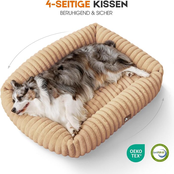 М'який ортопедичний лежак для собак середнього розміру, лежанка-софа з підголовником, знімна та миюча підстилка, з ручками, для домашніх тварин (Warmsand, 76*61*20 см) M-P Warmsand