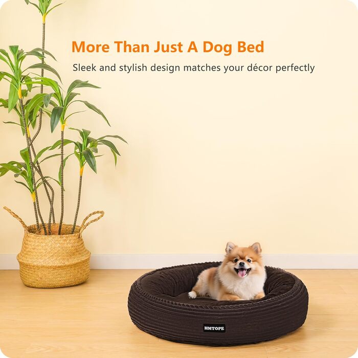 Кругле ліжко для собак середніх порід, котів. М'яке, зручне, знімний чохол, Ø 70 см (60x60x18 см), коричневе