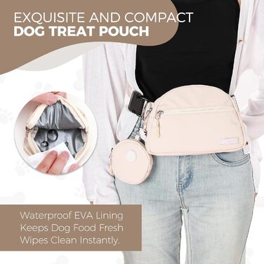 Сумка для дресирування собак Leckerlibeutel, кремового кольору, з контейнером для відходів та тримачем пакетів