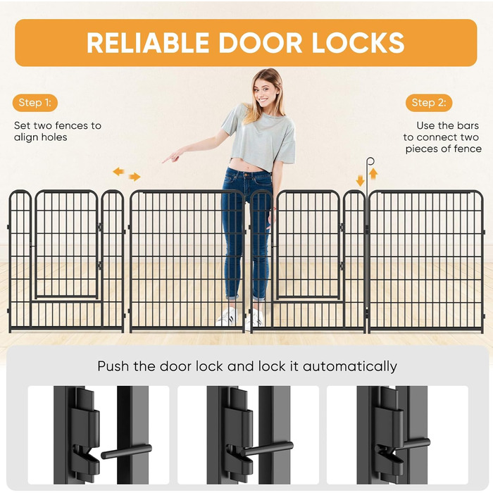 Клітка для цуценят Kidsbuddy, 12 штук, 80x65 см, автоматичне замикання, розкладна, з дверцятами, для собак та цуценят, внутрішнє та зовнішнє використання