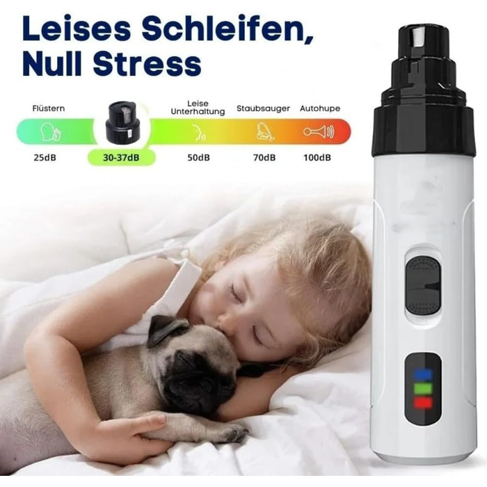 Триммер для собак Orthopfote: тихий нагрівач для нігтів з нагрівальними насадками, м'який та з низькою вібрацією для рівного підстригання (1 комплект)