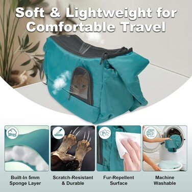 Трансформер для собак та котів до 3,2 кг, дихаюча переноска для тварин, сумка-переноска з кишенями, блакитна