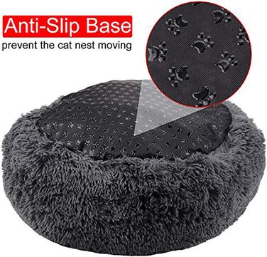 Квітковий лежак для котів та собак, Doughnut форма, 60 см, сірий. Легко чиститься