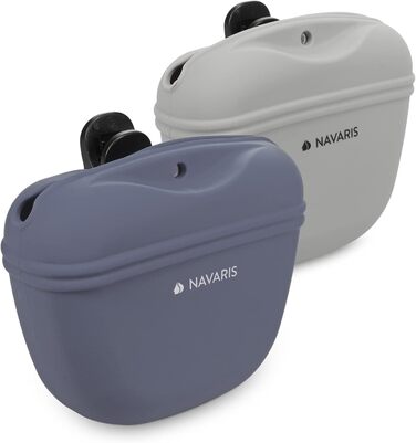 Набір з 2 Silikon Futterbeutel Navaris для собак - 2шт. Сумки для ласощів, корму, води з кліпсою та магнітом - сірий & темно-синій (сірий & фіолетовий)