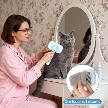 Щітка для собак та котів з іонізацією, самоочищувана, для підшерстка, масажу, без випадання ворсу, для довгої та короткої шерсті