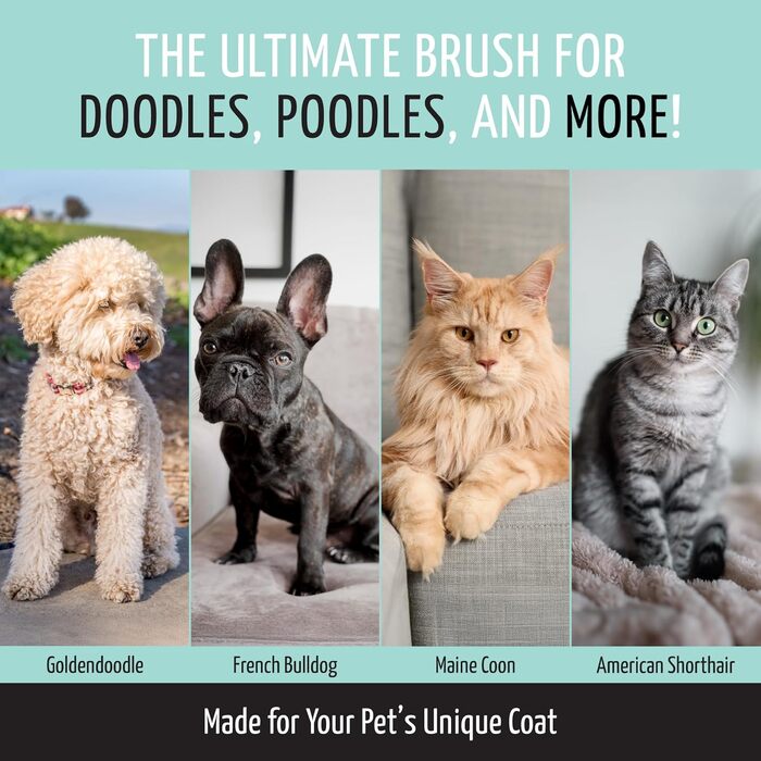 Щітка для собак та котів Classic Brush - якісна щітка з м'якою подушечкою та неслизькою ручкою | Mint, 10,5 x 6,5 см
