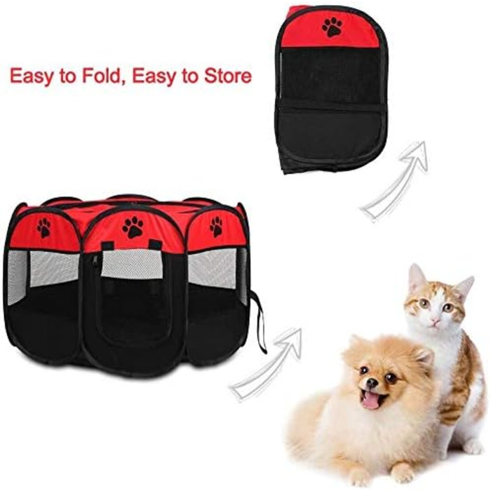 Вольєр для цуценят та тварин, розкладний вольєр для собак, кроликів, морських свинок, котів, для використання в приміщенні або на вулиці, 81 x 45 см