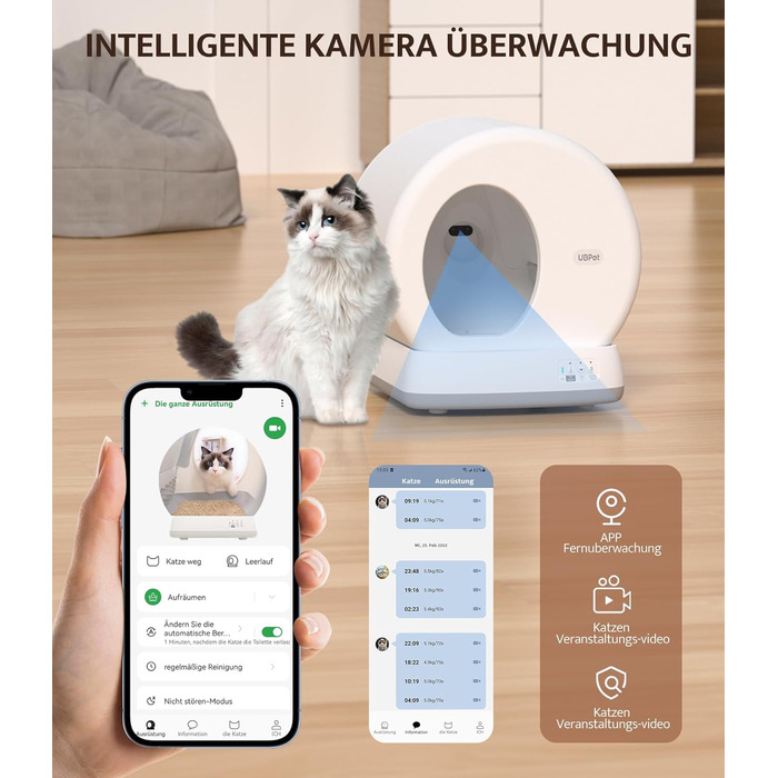 UBPET C10PRO автоматичний туалет для котів з самоочищенням, 10 сенсорів, нижній вхід, усунення запахів, керування через додаток