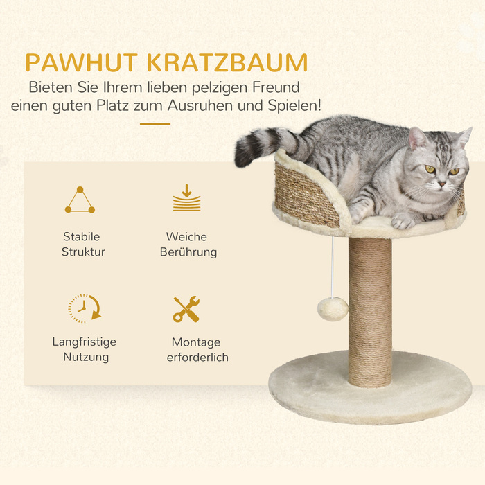 PawHut Cat Tree Маленьке 49 см Котяче дерево з лежачою поверхнею Ігровий м'яч Дерево для лазіння по маленькому коту Stable Cream White