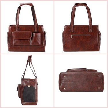 Сучасна переноска для тварин з екошкіри, схвалена авіаперевізниками, з кишенями, для котів та собак