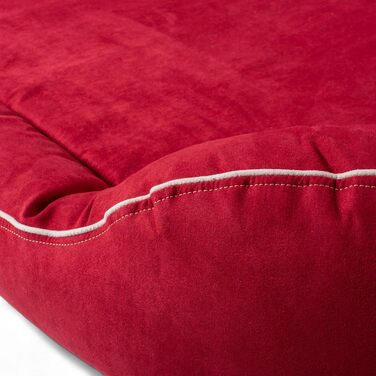 Ортопедичне ліжко для собак Tierlando® Marlon Nonplusultra з пінополіуретановою матрацом Visco Plus, м'який велюровий чохол, розмір 170x110 см, темно-червоний