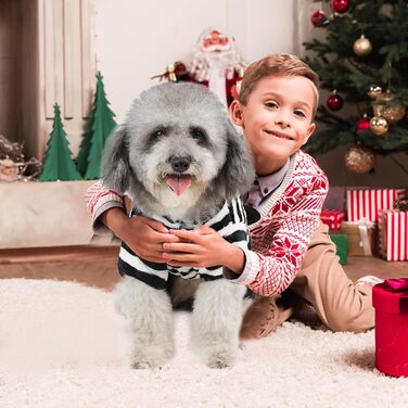PETCUTE Зимовий теплий одяг для собак, куртка з мультмалюнком, одяг для маленьких, середніх та великих собак, пуловер для собак з кнопками, підходить для Лабрадора, Чихуахуа, Французького бульдога, XL, смугастий