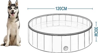 Басейн для собак EUGAD, складаний, 120x30 см, сірий. Плавальне озеро для собак, антиковзне PVC.