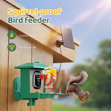 Кормушка для птахів з камерою Vogelhaus: сонячна, 2K, Wi-Fi, водонепроникна (IP66), для любителів птахів, з AI-відстеженням, безпечна для білок