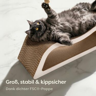 Кігтеточка для котів 3 в 1 XXL, 75 см – Міцна картонна поверхня для догляду за кігтями – До 2 років використання – Економія місця – Захист диванів та меблів (Cloud) (Білий)