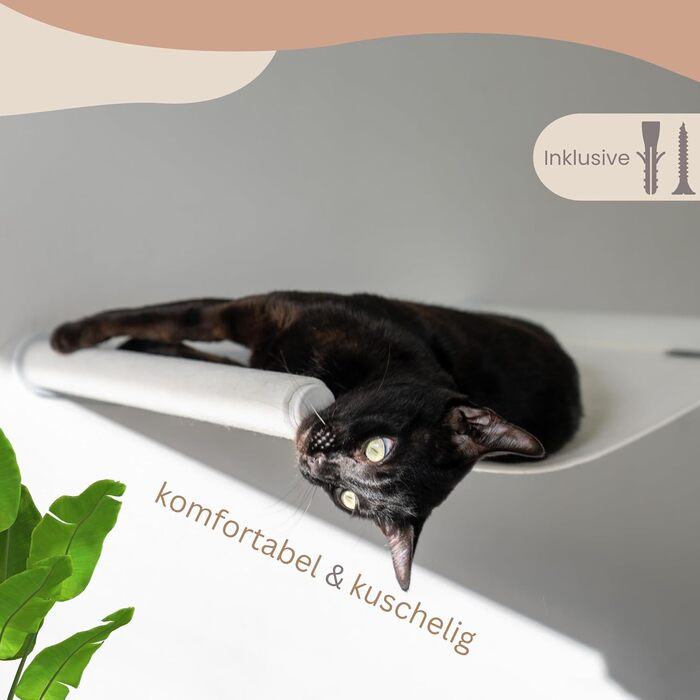 Кішка-гамак AZANO® XL з металу | Дизайнерська стіна для лазіння котів | Ліжко для котів на стіні | велике та стабільне (Сірий)