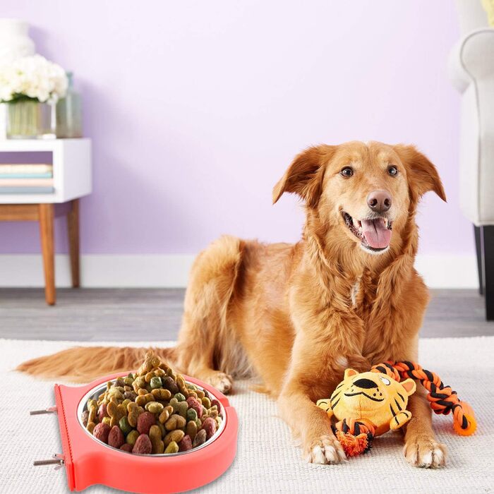 Миска для клітки MOACC: знімний підвісний аксесуар для собак та котів (рожева, з corrugated clip)